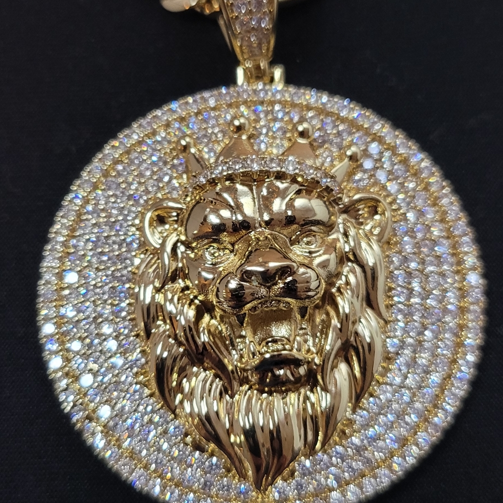 Gold Filled lion Pendant with Crystals